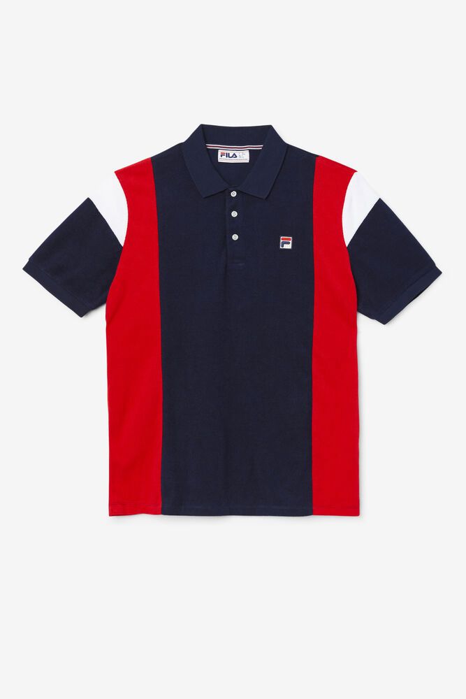 Fila Astro Terry Polo Navy/Red - Mens - 27156PRJF